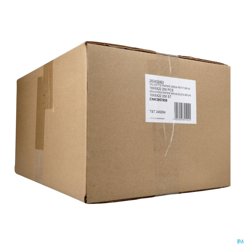 Valisette papier croix petit brun 18x8x22    250