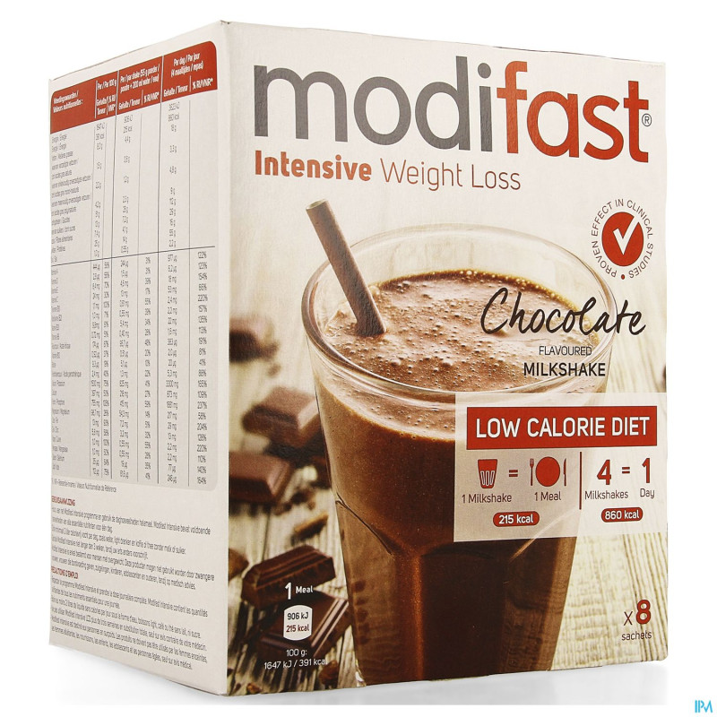Modifast intensive choco flavoured milkshake 8x55g