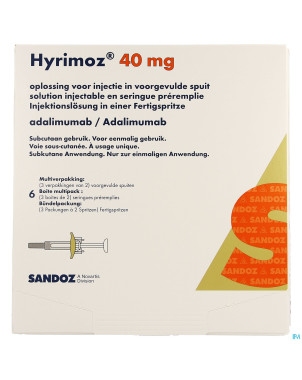 Hyrimoz 40mg sol inj 50mg/ml seringue preremp. 6