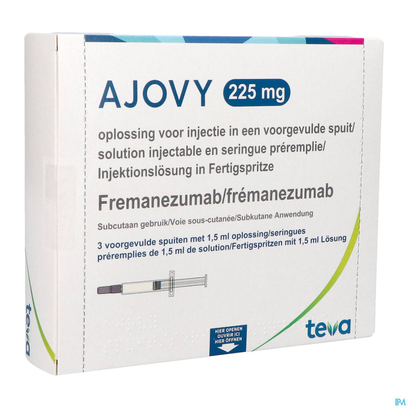 Ajovy 225mg sol inj seringue preremplie    3