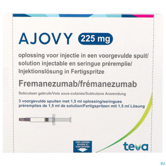 Ajovy 225mg sol inj seringue preremplie    3