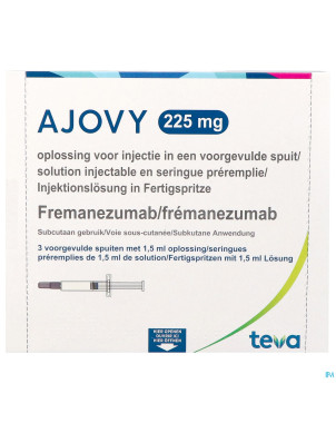 Ajovy 225mg sol inj seringue preremplie    3