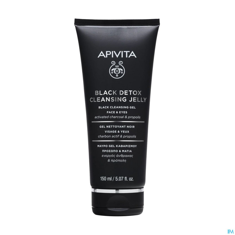 Apivita black cleansing gel face & eyes tube 150ml