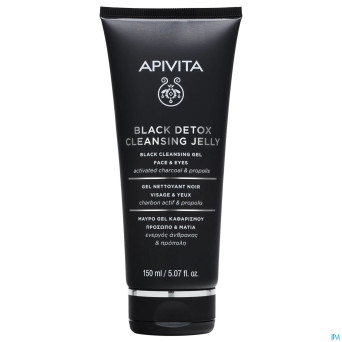 Apivita black cleansing gel face & eyes tube 150ml