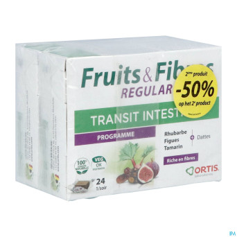 Ortis fruits & fibres regular cubes 2x24   2e -50%