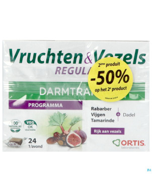 Ortis fruits & fibres regular cubes 2x24   2e -50%