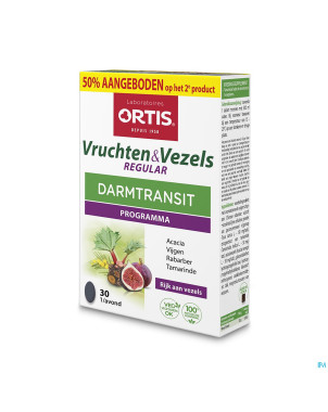 Ortis fruits & fibres regular comp 2x30    2e -50%