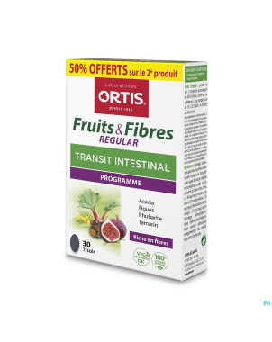 Ortis fruits & fibres regular comp 2x30    2e -50%