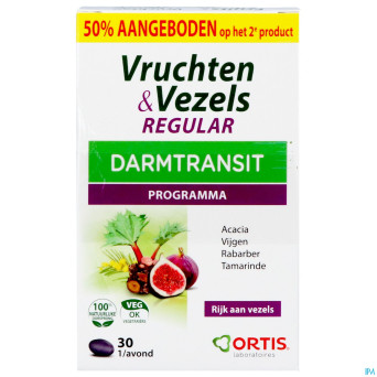 Ortis fruits & fibres regular comp 2x30    2e -50%