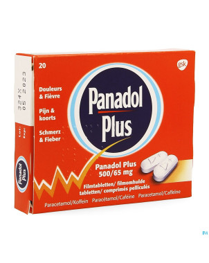 Panadol plus 500mg/65mg comp pell 20 new