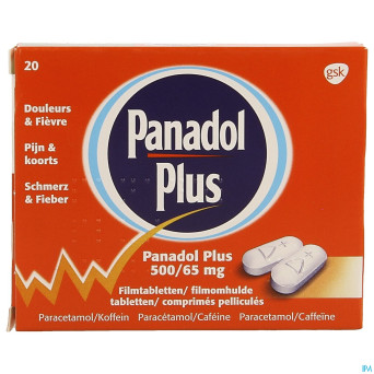 Panadol plus 500mg/65mg comp pell 20 new