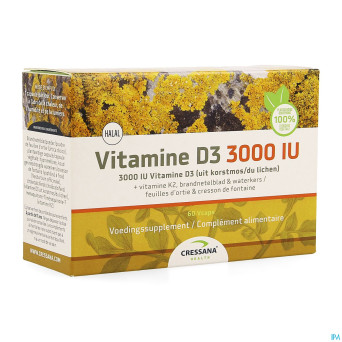 Vitamine d3 3000iu + k2 vegetal    caps 60