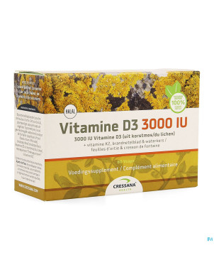 Vitamine d3 3000iu + k2 vegetal    caps 60