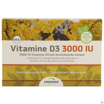 Vitamine d3 3000iu + k2 vegetal    caps 60