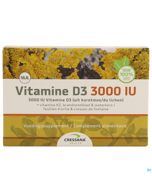 Vitamine d3 3000iu + k2 vegetal    caps 60