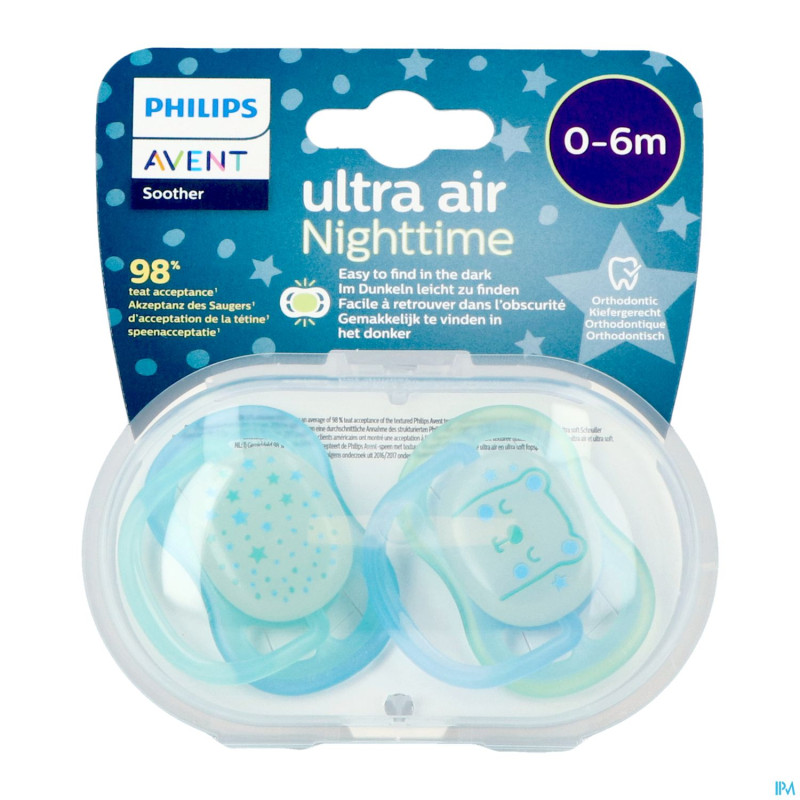 Philips avent sucette +0m air night mix