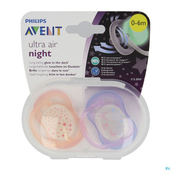 Philips avent sucette +0m air night mix