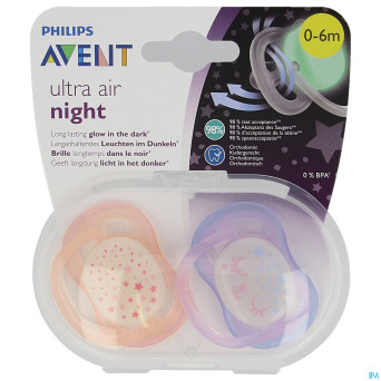 Philips avent sucette +0m air night mix