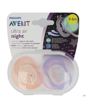 Philips avent sucette +0m air night mix