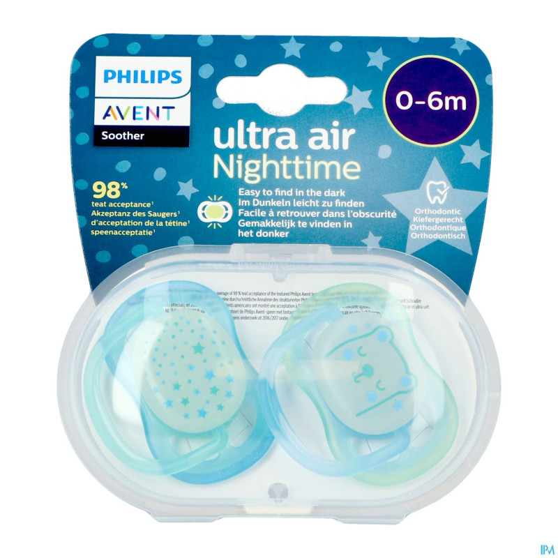 Philips avent sucette +0m air night boy