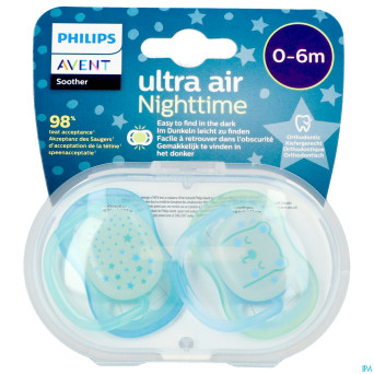 Philips avent sucette +0m air night boy