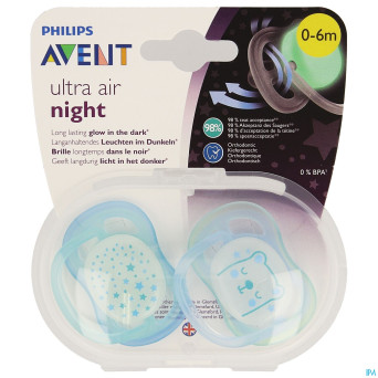 Philips avent sucette +0m air night boy