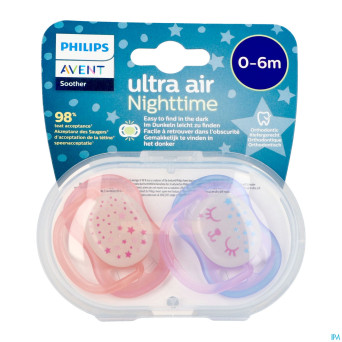 Philips avent sucette +0m air night girls
