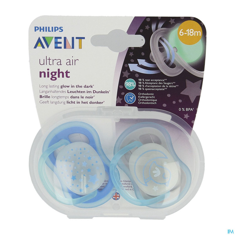 Philips avent sucette +6m air night mix