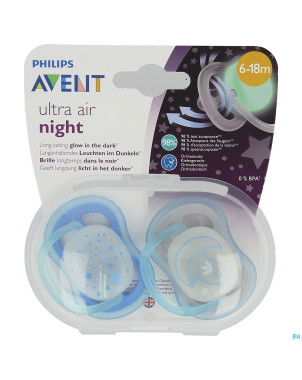 Philips avent sucette +6m air night mix