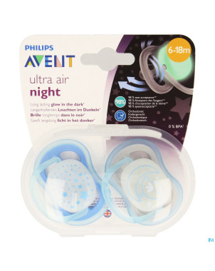 Philips avent sucette +6m air night boy