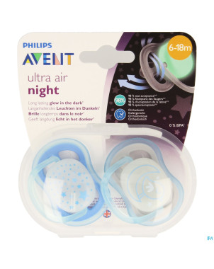 Philips avent sucette +6m air night boy