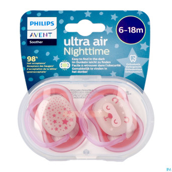 Philips avent sucette +6m air night girls