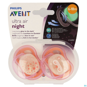 Philips avent sucette +6m air night girls