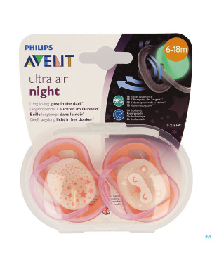 Philips avent sucette +6m air night girls