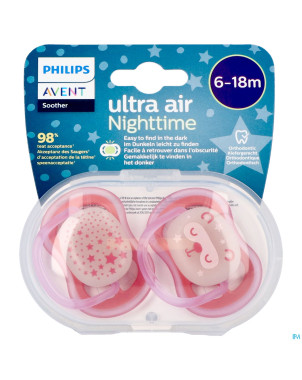 Philips avent sucette +6m air night girls