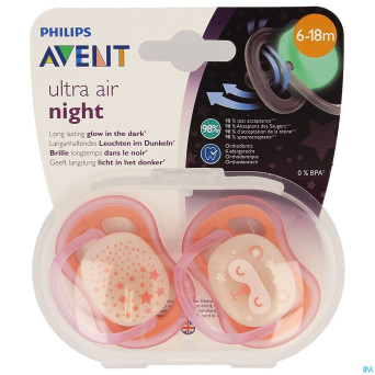 Philips avent sucette +6m air night girls