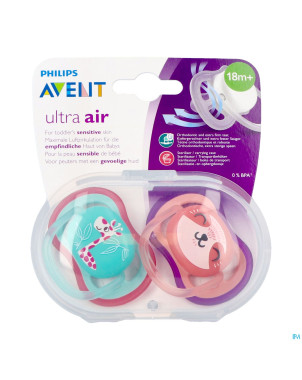 Philips avent sucette +18m air girl giraffe chat