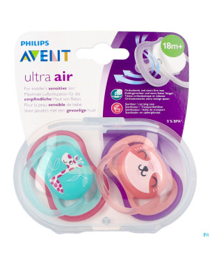 Philips avent sucette +18m air girl giraffe chat