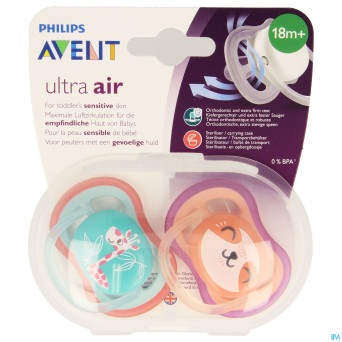 Philips avent sucette +18m air girl giraffe chat