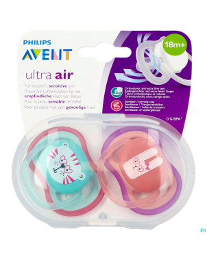 Philips avent sucette +18m air girl tigre lapin