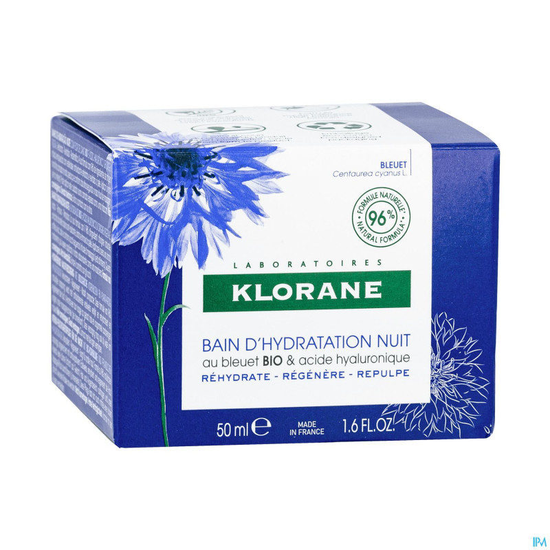Klorane visage bleuet bain hydra nuit    50ml