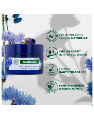 Klorane visage bleuet bain hydra nuit    50ml