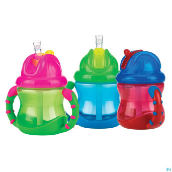 Nuby gobelet a/goutte flip-it anses 240ml 12m+vert
