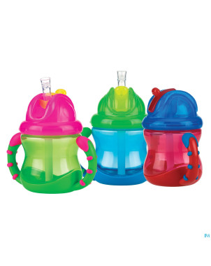 Nuby gobelet a/goutte flip-it anses 240ml 12m+vert