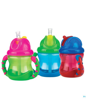 Nuby gobelet a/goutte flip-it anses 240ml 12m+vert