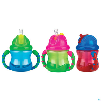 Nuby gobelet a/goutte flip-it anses 240ml 12m+vert