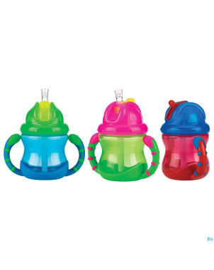 Nuby gobelet a/goutte flip-it anses 240ml 12m+vert