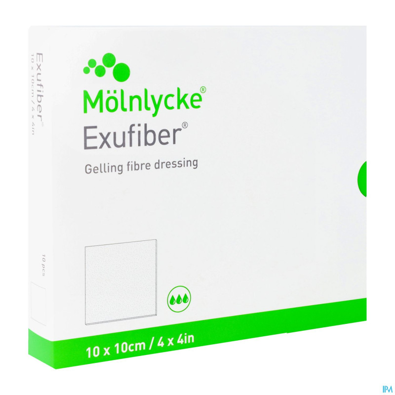 Exufiber ag gel.fibre dressing ster   10 x 10cm 10