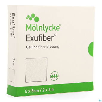 Exufiber gelling fibre dressing ster   5 x  5cm 10