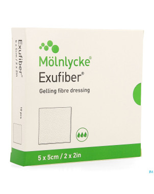 Exufiber gelling fibre dressing ster   5 x  5cm 10